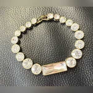 Heidi Daus Gold-Tone Crystal Bracelet with Clear Stones